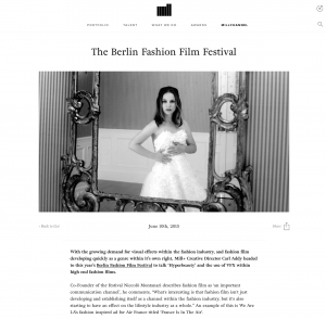 article in the publication The Mill about the Berlin Fashion Film Festival